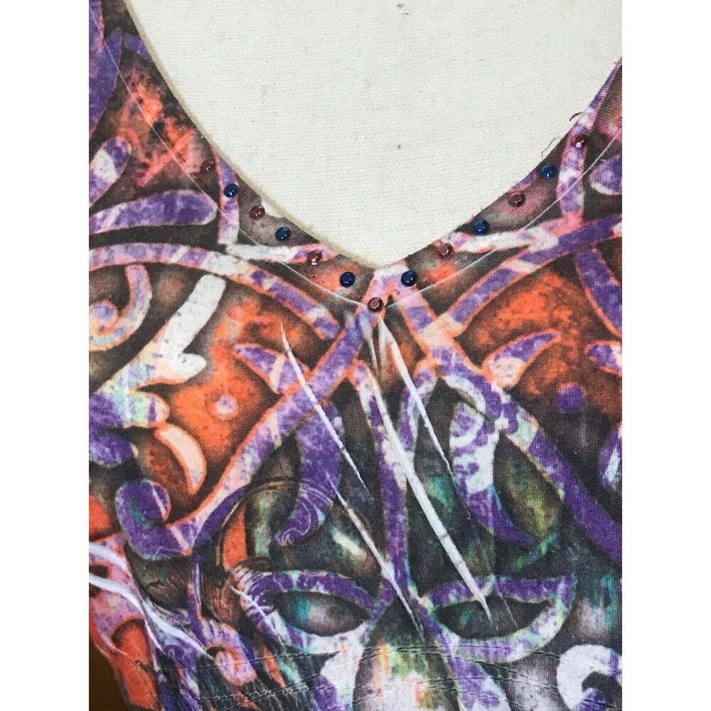 Apt. 9 Fairy Women's Large Top Short Flutter Sleeves Embellished V-Neck Blouse